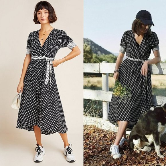 Anthropologie Dresses & Skirts - NEW Anthropologie Breanna Polka Dot Wrap Dress